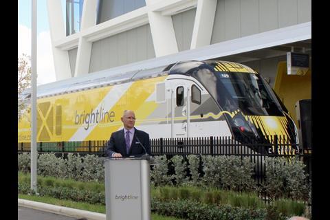 Brightline operations were launched by Florida East Coast Industries Executive Director Mike Reininger at Fort Lauderdale on January 12.